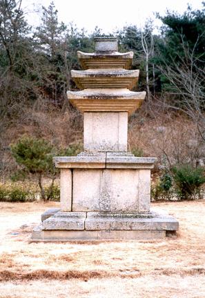 Three storied stone pagoda in Gamsansa Temple site