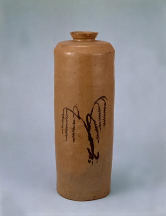 Celadon Bottle with Willow Design in Underglaze Iron