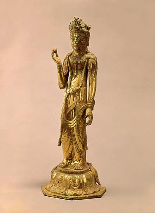 Standing Gilt-Bronze Bodhisattva Statue